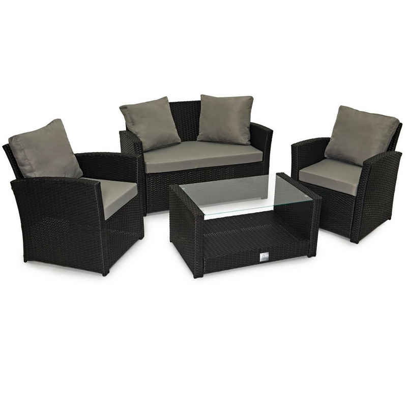 SVITA Loungeset ROMA, (Set, 4-tlg., Sitzlounge), Polyrattan, Gartenlounge, Möbel Set, Essgruppe, Outdoor Sitzmöbel