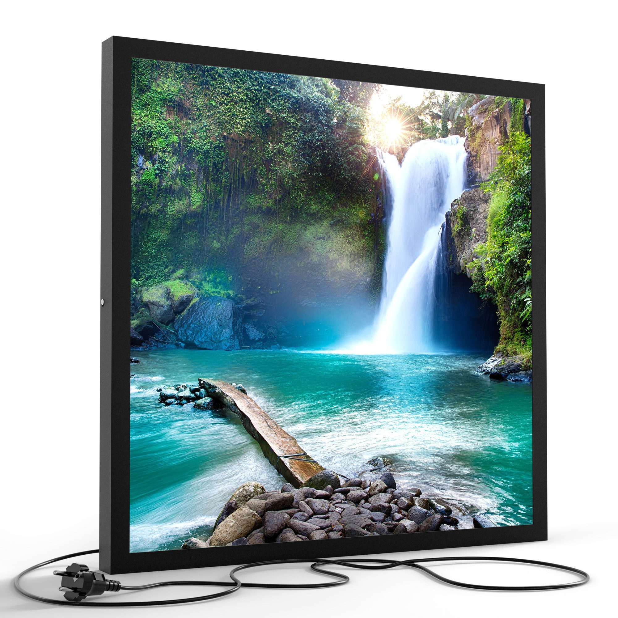 DEQORI LED-Bild 'Tegenungan Wasserfall ', (1 St), LED Lampe Leuchte Leuchtbild Bild beleuchtet Deckenleuchte Wandlampe