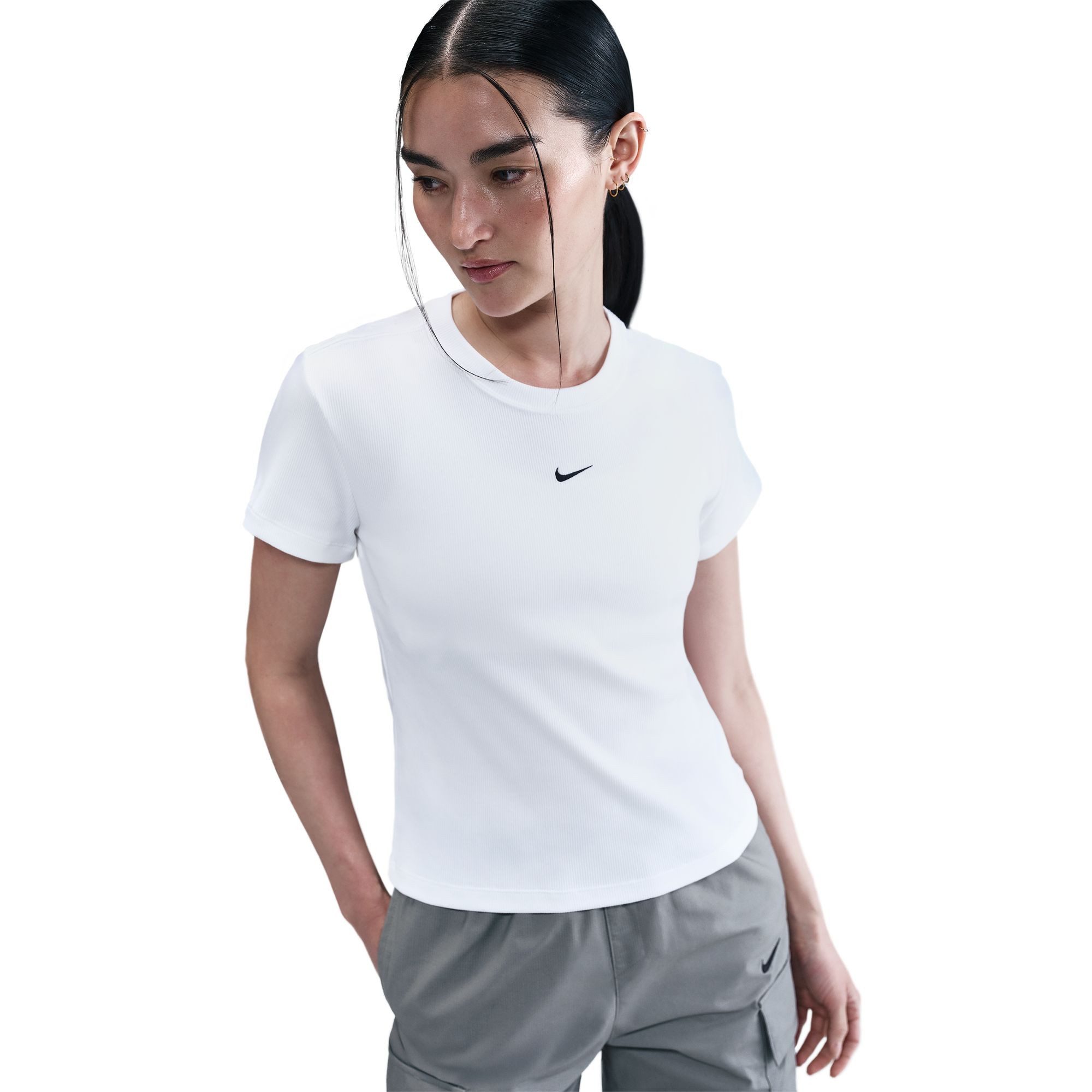 Nike Sportswear T-Shirt Nike Sportswear Women's Tight Ribbed Short-Sleeve T-Shirt figurumspielende Passform, Kurzarm, hüftlange Schnittform