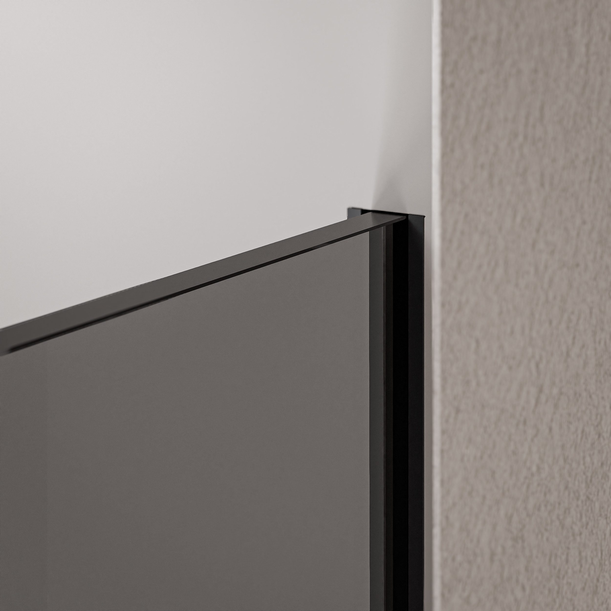 Bernstein Walk-in-Dusche EX102-2, Einscheibensicherheitsglas (ESG), (1 tlg., Ohne Bodenprofil), Graues Glas, 10 mm, Ohne Bodenprofil, Profil Schwarz matt