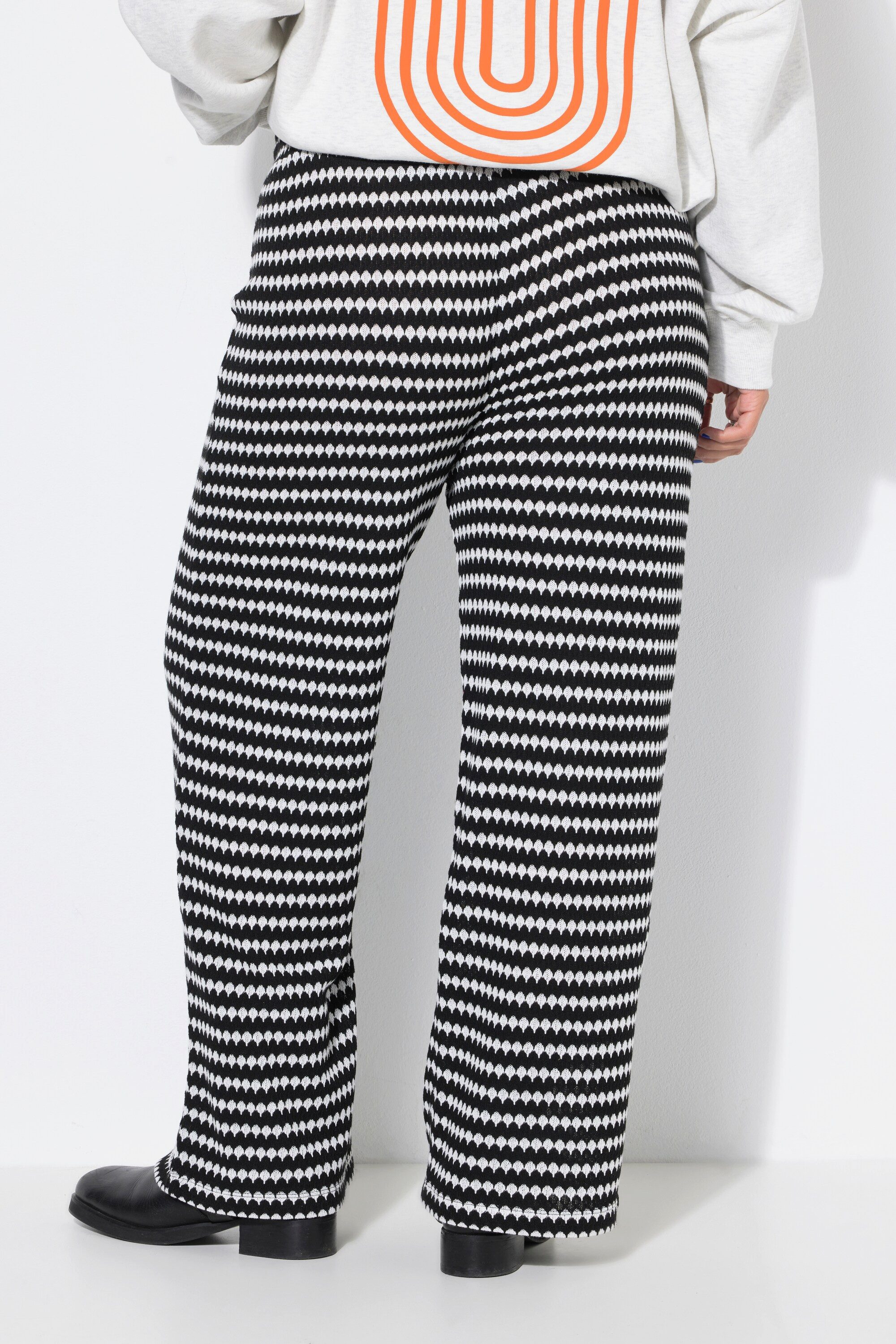 Studio Untold Schlupfhose Hose Wide Legs Struktur Muster Elastikbund