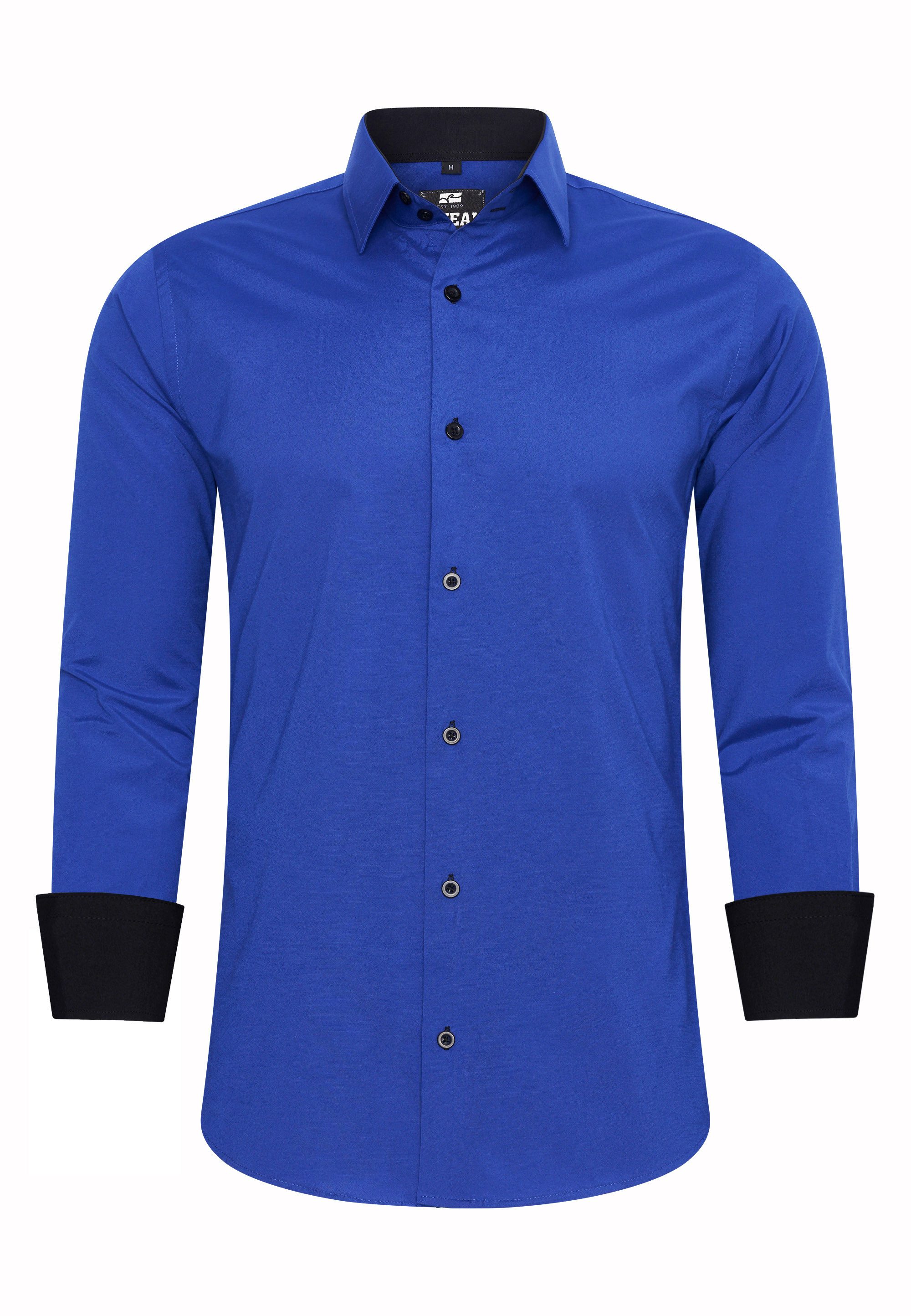 R-NEAL Businesshemd Herren Kontrast Hemd "R-NEAL" Hochzeit-Hemd Slim Fit Stretchhemd