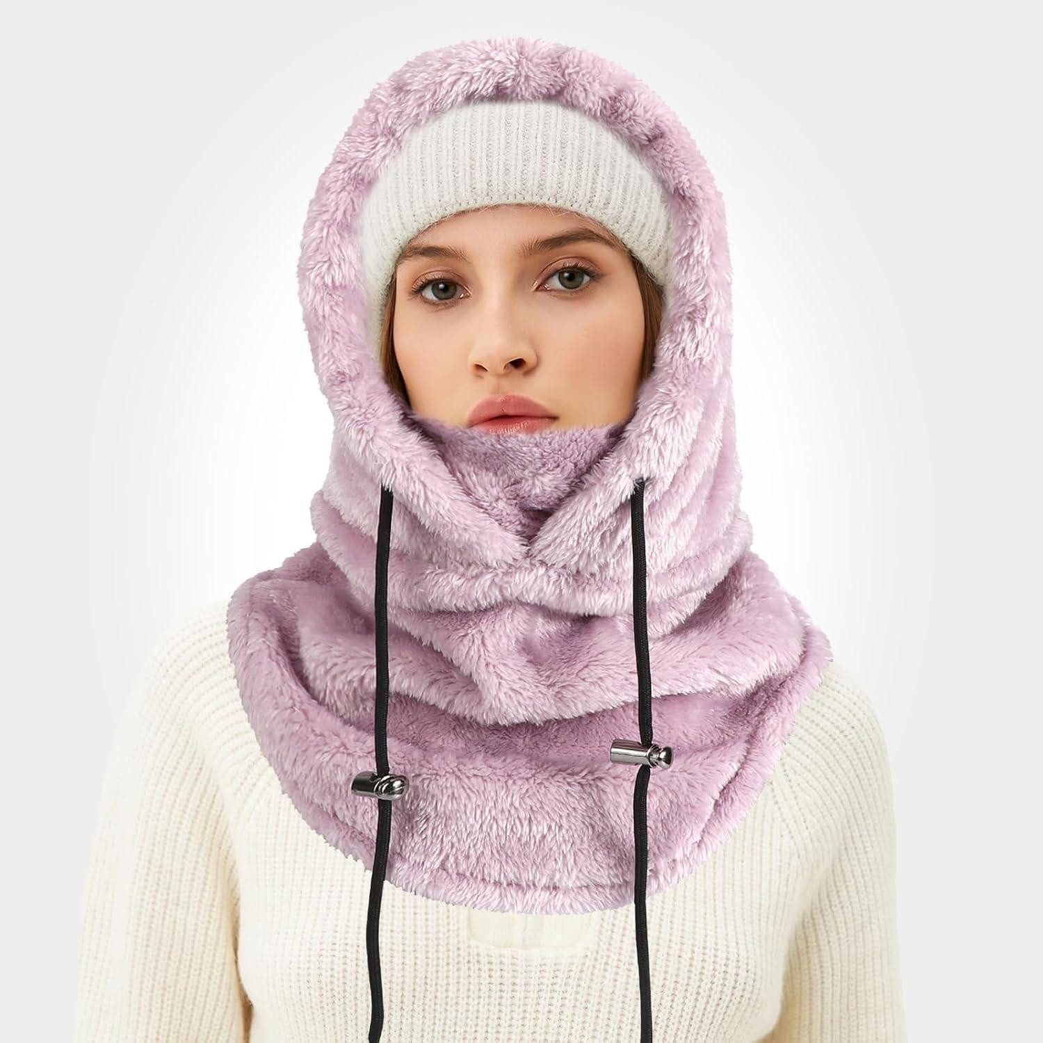 LuxusKollektion Sturmhaube Sturmhaube Thermo Fleece Winddicht Skimaske Halswärmer Lila