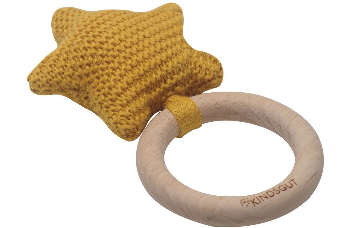 KINDSGUT Beißring-Rassel Häkel-Greifling Stern