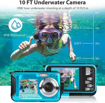 Cbei Unterwasserkamera Full 48MP 10FT Kamera Wasserdicht Dual Screen Vollformat-Digitalkamera (inkl. für Selbstauslöser Unterwasser, Schwimmen, Urlaub, 16X Digital Zoom Schnorcheln wasserdichte Digitalkamera)