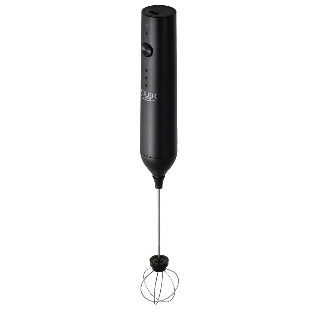 ADLER EUROPE Milchaufschäumer AD 4533 elektrisch wiederaufladbar, 2-in-1 Handaufschäumer, mit Schneebesen, USB-C, für Latte, Cappuccino, Matcha