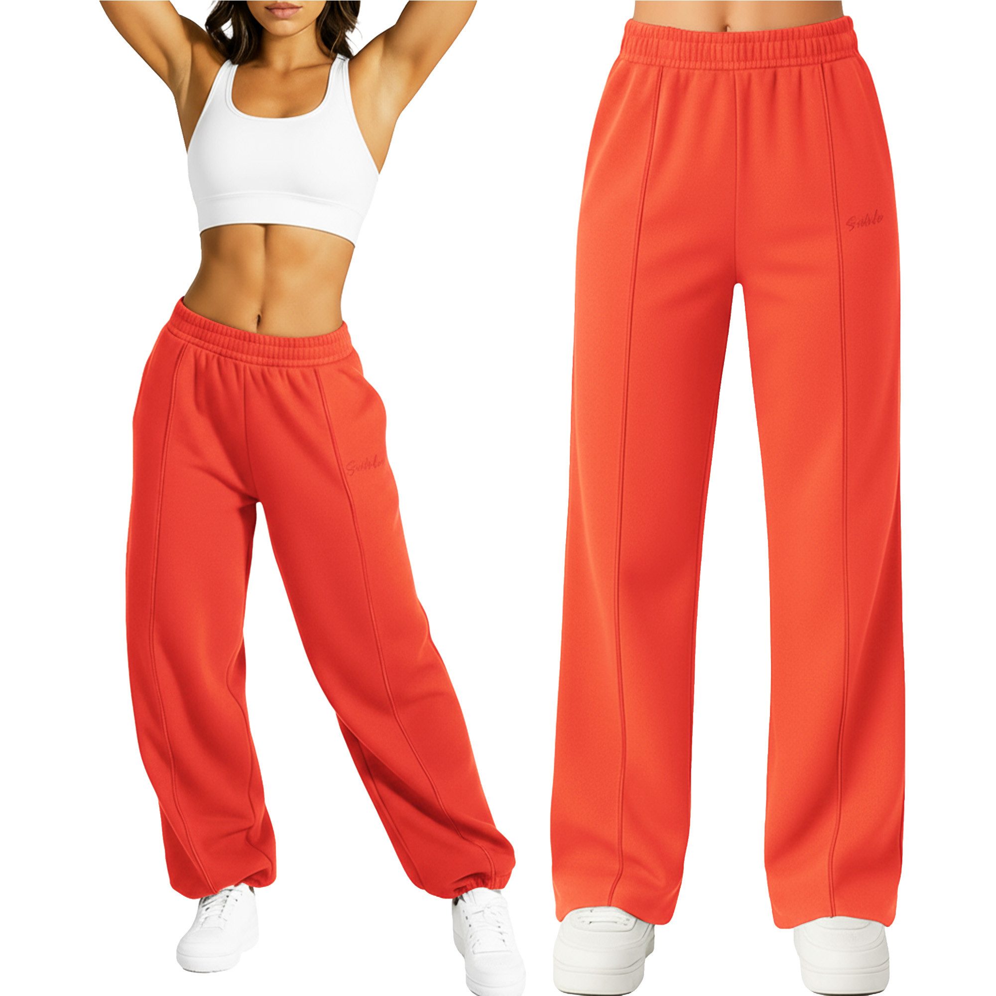Smilodox Jogginghose Damen Siara, Bequeme Freizeithose mit Seitentaschen Trainingshose mit verstellbarem Beinabschluss
