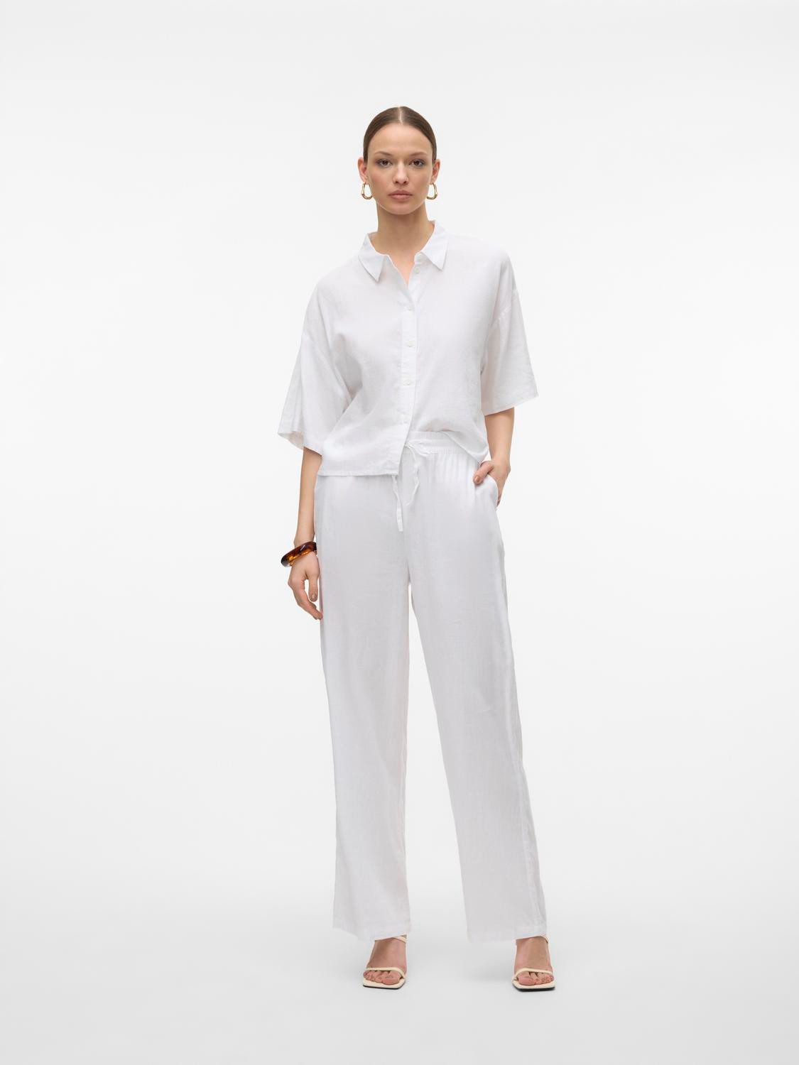 Vero Moda Hemdbluse VMLINN LINEN 2/4 SHORT SHIRT WVN NOOS