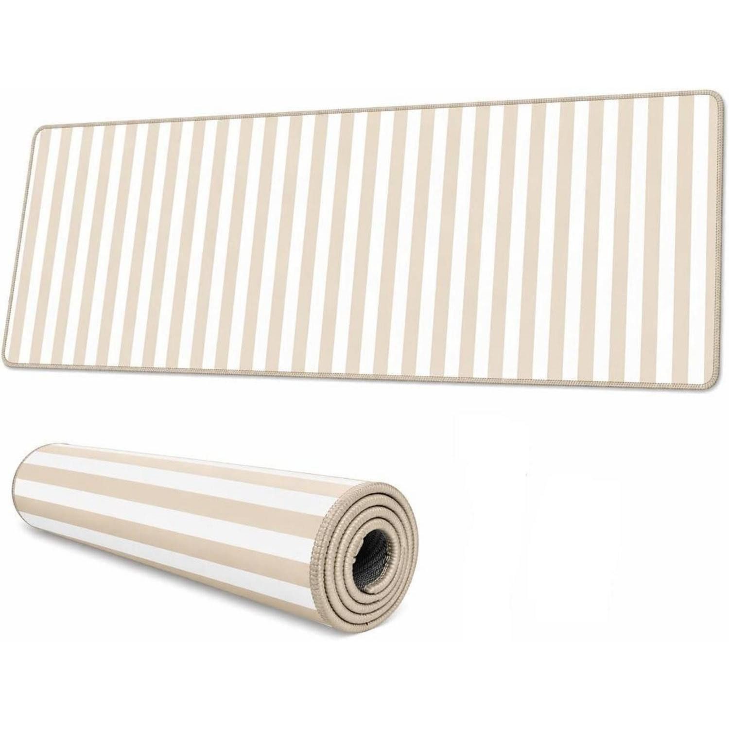LuxusKollektion Gaming Mauspad Gaming Mauspad XXL Wellenrand Beige 80x30cm (1-St)