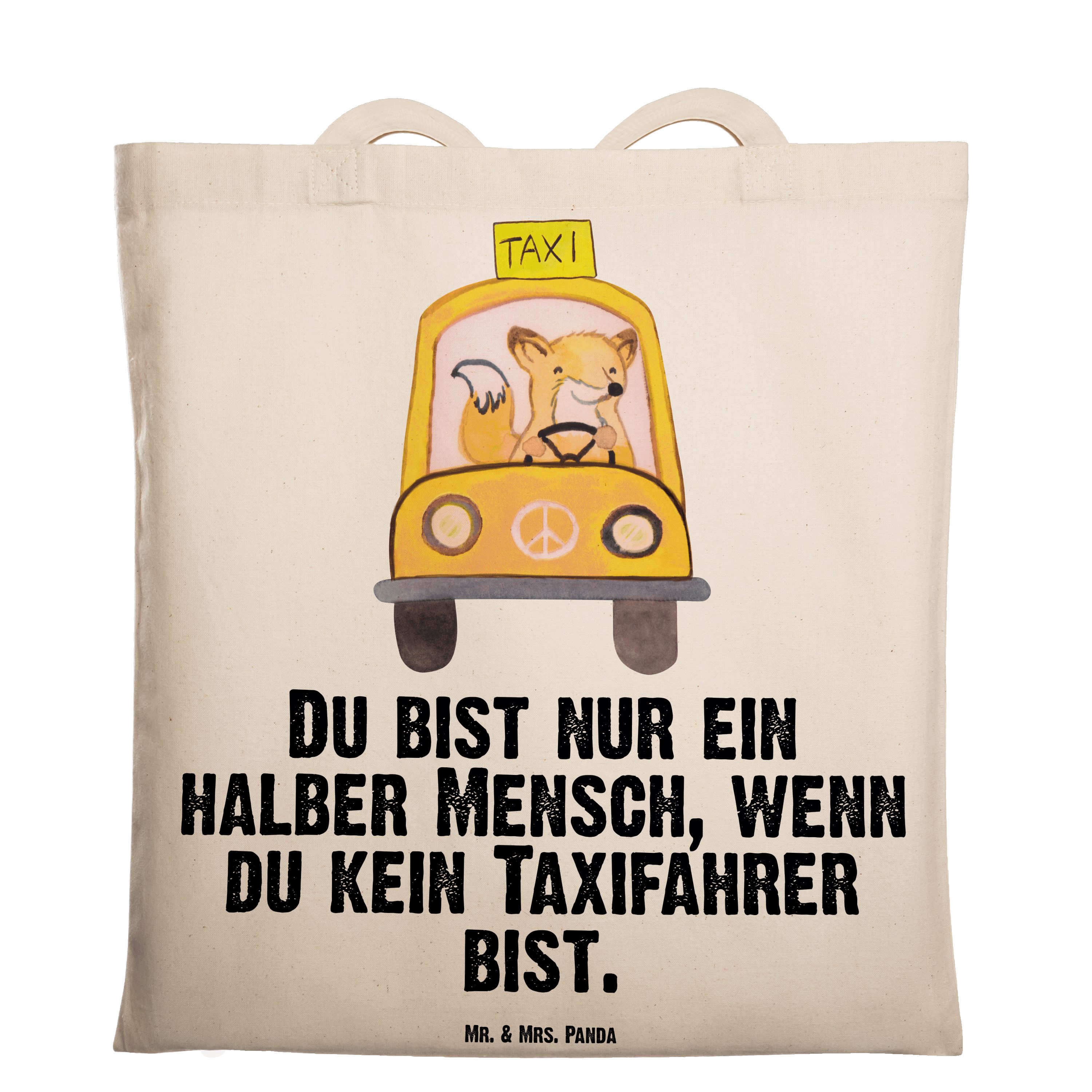 Transparent - Taxifahrer mit Rente, Mr. (1-tlg) & Jutebeutel, Dank Tragetasche Herz Geschenk, Mrs. - Panda