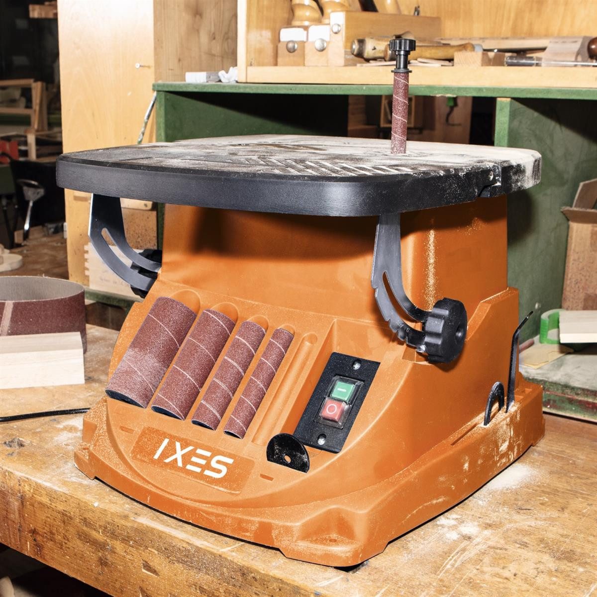 Scheppach Spindelschleifmaschine IXES IX-BSO600 Oszillierender Spindelschleifer Bandschleifer, max. 2000 U/min