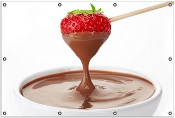 Wallario Sichtschutzzaunmatten Schoko-fondue mit Erdbeer am Stiel, rund