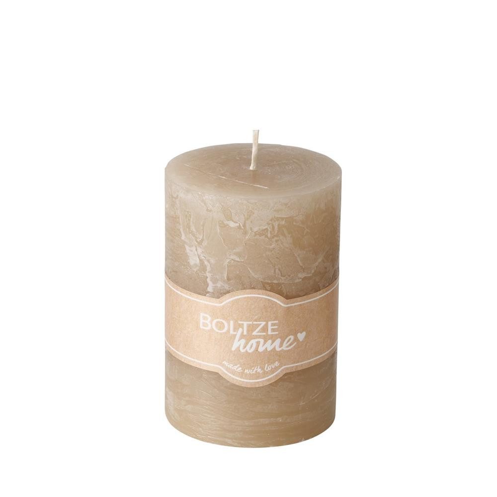 BOLTZE Stumpenkerze Casual, Casual Beige 10 cm Paraffinkerze mit Crackle-Effekt
