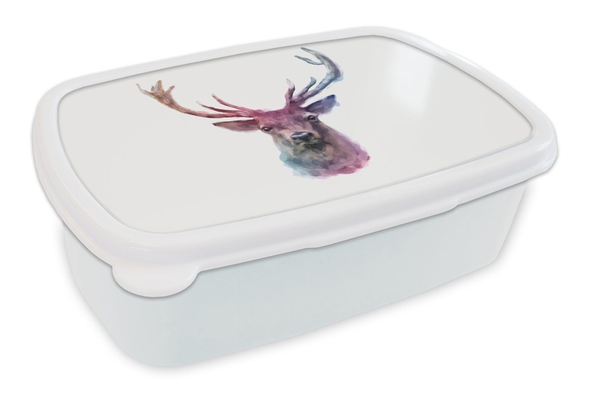 MuchoWow Lunchbox Rotwild - Farbe - Farben, Kunststoff, (2-tlg), Brotbox für Kinder und Erwachsene, Brotdose, für Jungs und Mädchen weiß