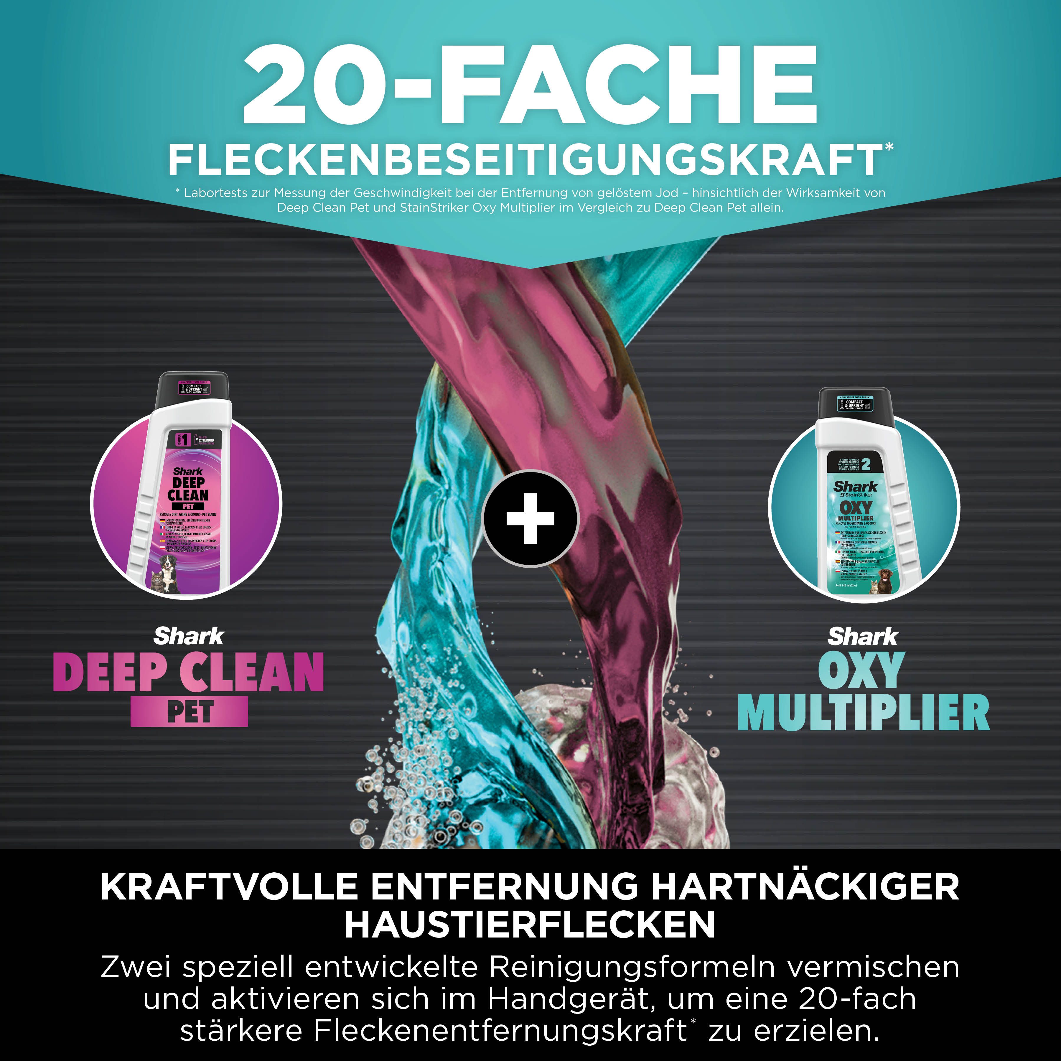 Shark Wasch-Sauger PX250EUT Shark StainStriker HairPro, 450 W, beutellos, Inklusive 4 Spezialaufsätzen