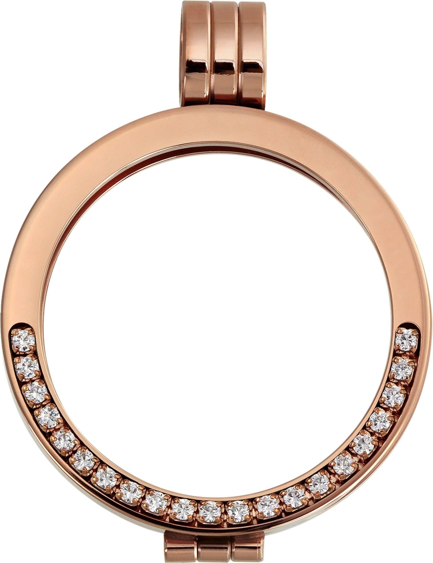 Amello Kettenanhänger Amello Ketten-Anhänger Damen Zirkonia weiß, Coin Fassung Edelstahl (Stainless Steel), vergoldet (Gelbgold 333), Fa