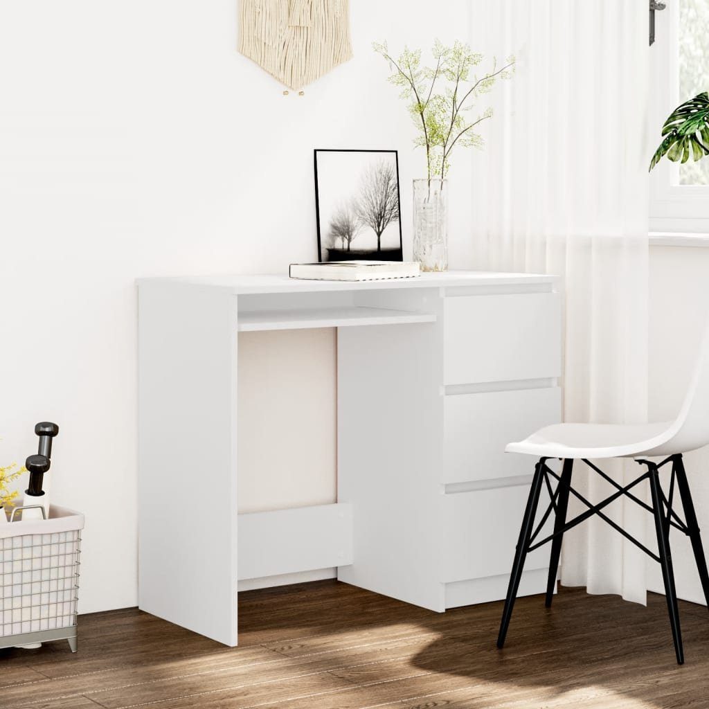 vidaXL Schreibtisch Schreibtisch Weiß 90x45x76 cm Holzwerkstoff Weiß | Weiß