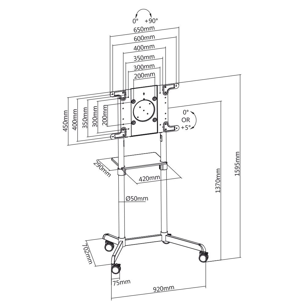 Mobiler wall Packung, HP109L Standfuß Bildschirme) für 1-teilig, Zoll, 70 interaktive my (bis TV-Standfuß,