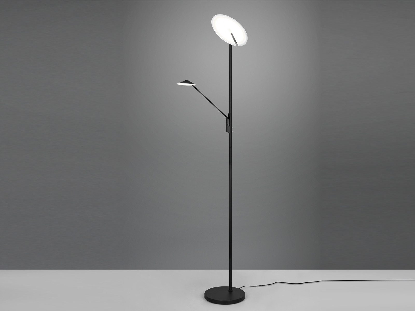 TRIO Leuchten LED Deckenfluter, Memoryfunktion Dimmfunktion, LED fest integriert, Stufenlos dimmbar über Sensordimmer., Warmweiß, Neutralweiß, Große Stehlampe mit Lese-Lampe, Lichttemperatur einstellbar, H: 180cm