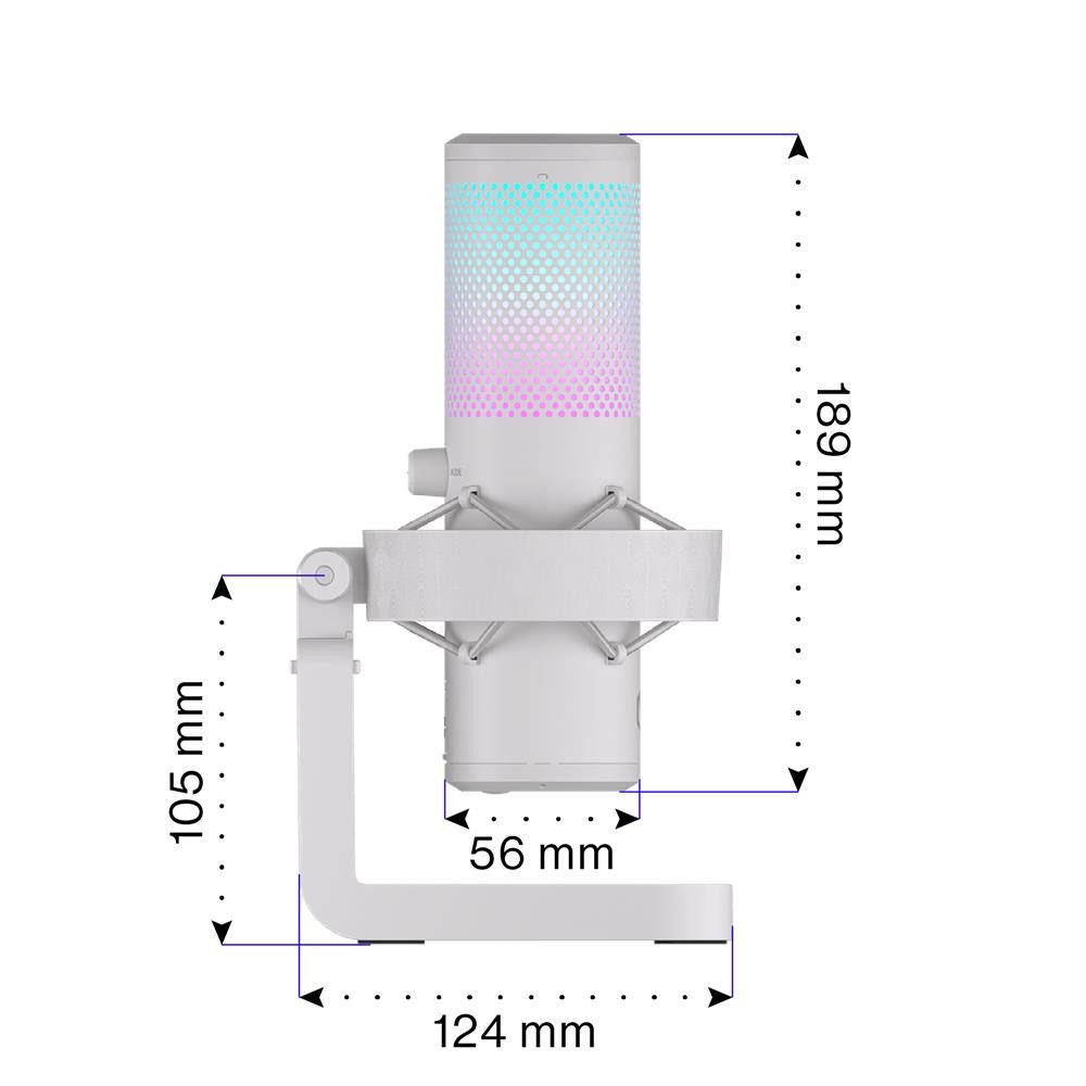 ENDORFY Streaming-Mikrofon EY1B007 AXIS Streaming Onyx White USB-Kondensatormikrofon mit RGB, Vier Richtmodi, Anti-Schock, Touch-Mute