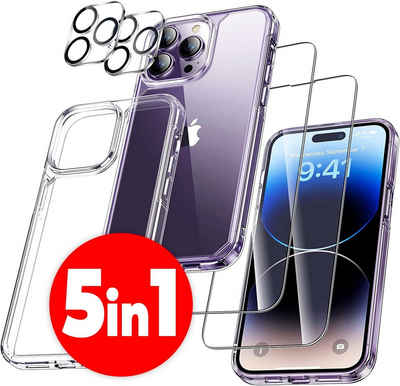MSM Handyhülle 5in1 Hülle für iPhone 14 Pro 2X Schutzglas 2X Kamera Glas Panzerfolie