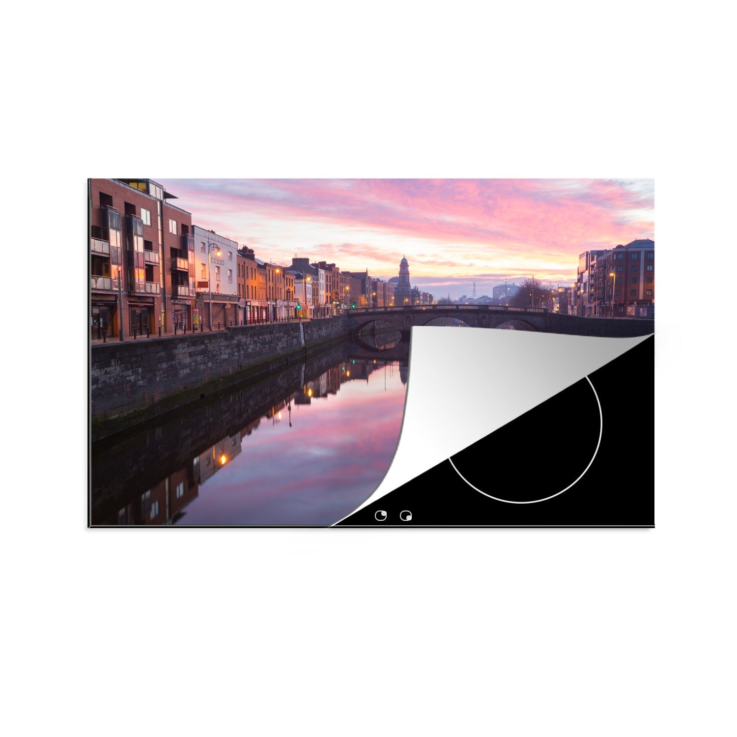 MuchoWow Herdblende-/Abdeckplatte Sonnenaufgang in Dublin, Vinyl, (1 tlg), 81x52 cm, Induktionskochfeld Schutz für die küche, Ceranfeldabdeckung