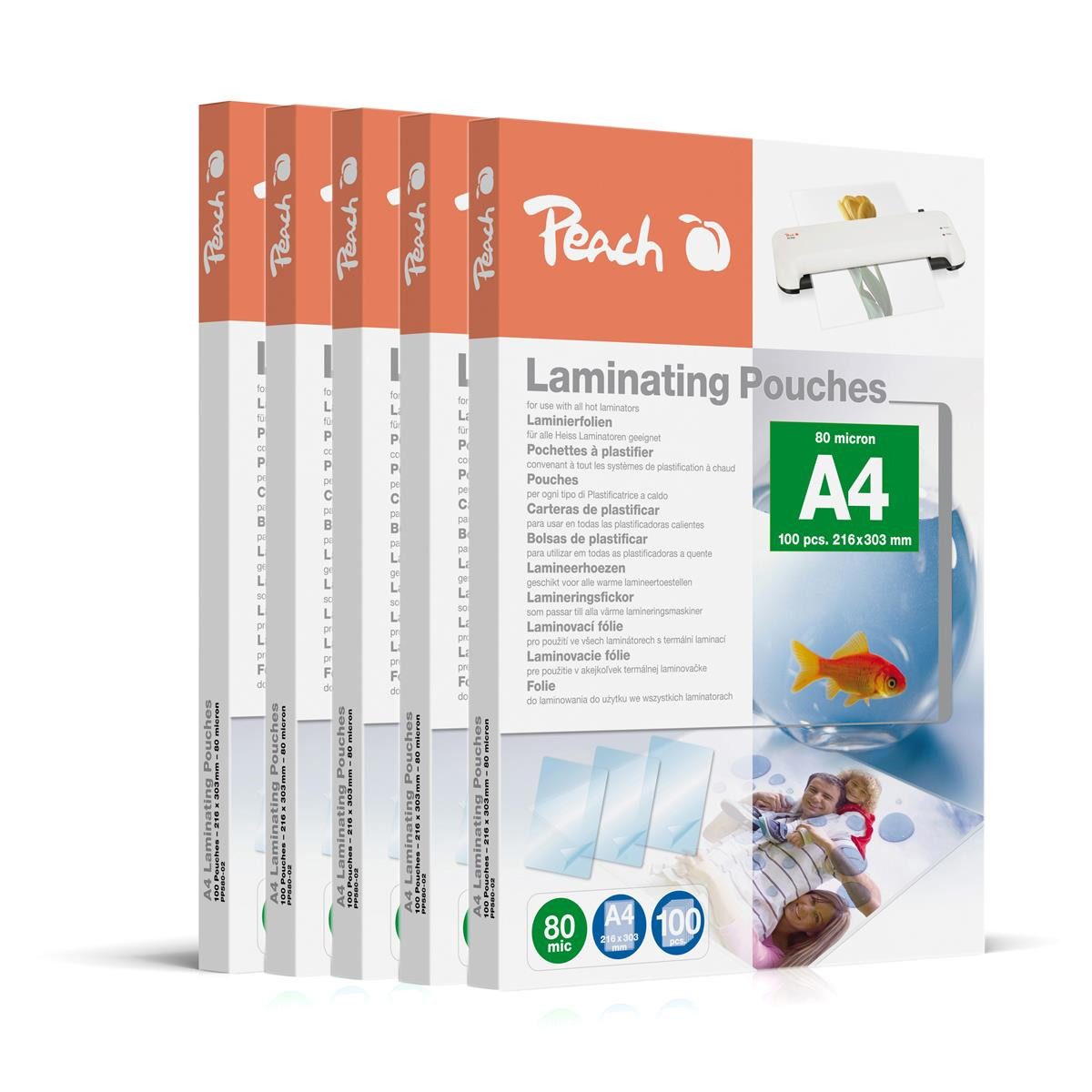 Peach Schutzfolie Peach PP580-50 Peach Laminierfolien A4 216x303mm 80mic 5x100 Folien