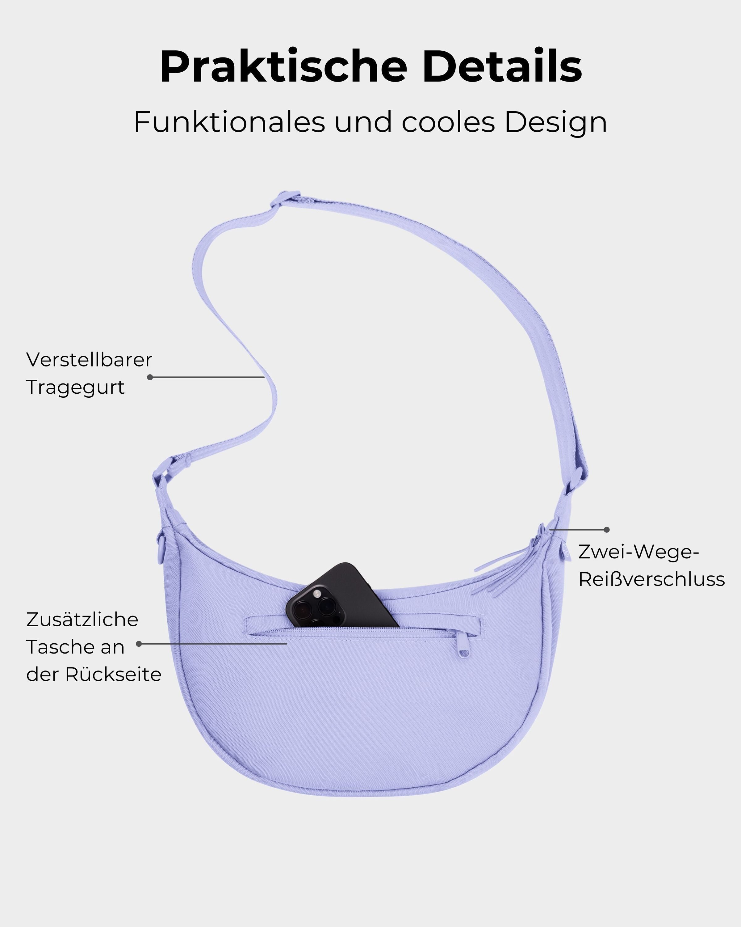 Johnny Urban Umhängetasche Ally Medium Half Moon Bag, Stylische Crossbody Bag in Halbmond Form, Wasserabweisend