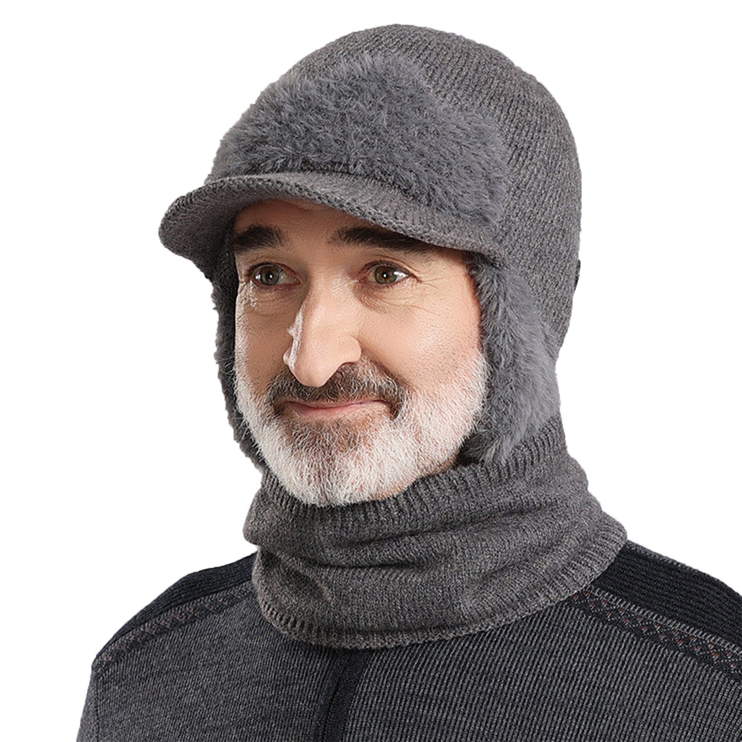 Refttenw Mütze & Schal Herren Warme Winter Mütze mit Visier, Halswärmer, Oh günstig online kaufen