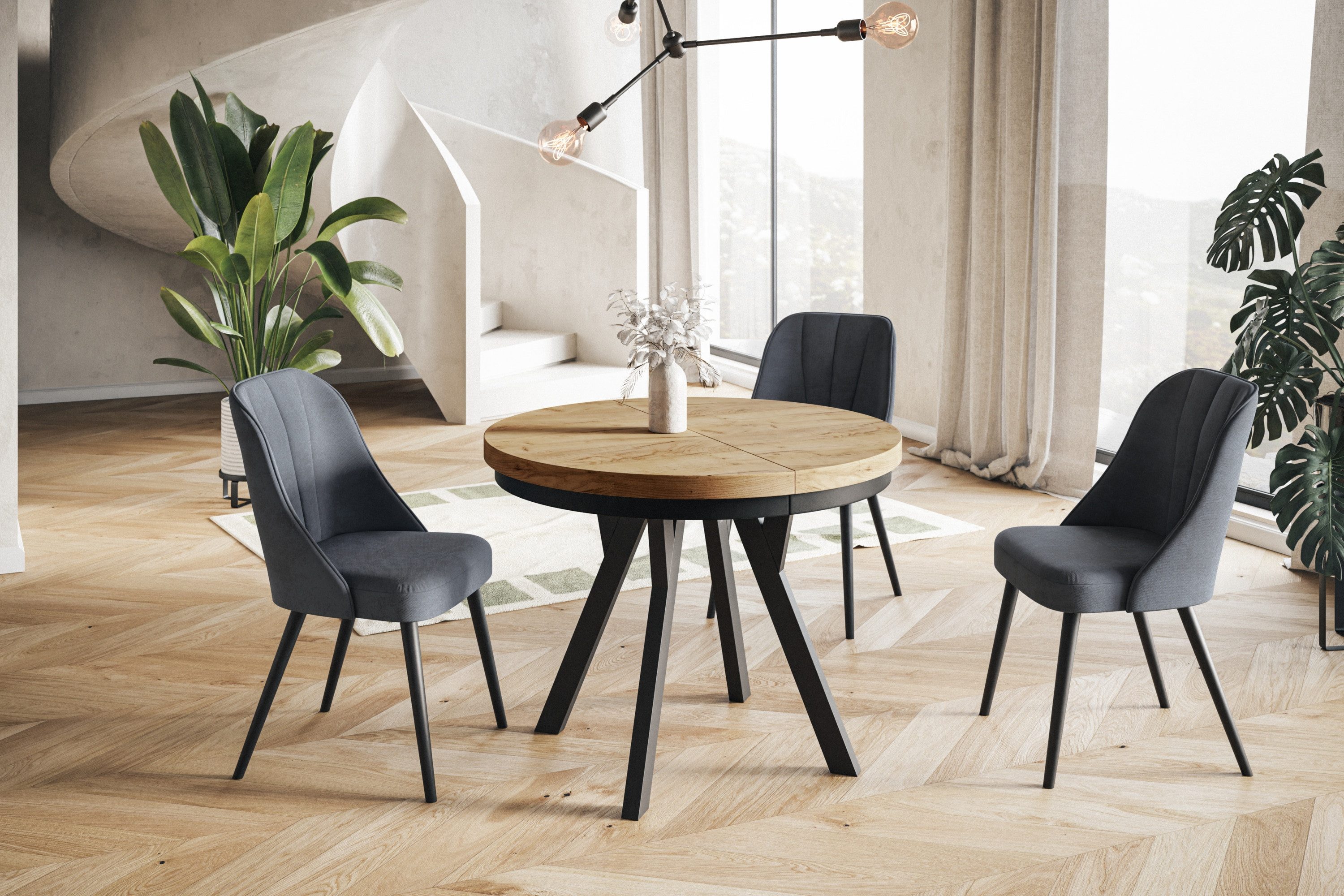 Alpi-Möbel Esstisch Wohnzimmertisch - Ausziehbarer runder Tisch 80-120 cm - günstig online kaufen