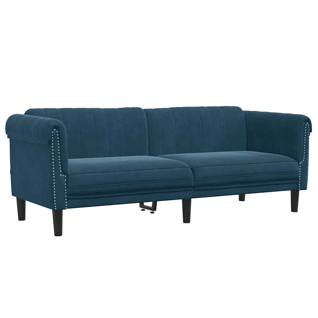 vidaXL Sofa Sofa 3-Sitzer Blau Samt, 1 Teile
