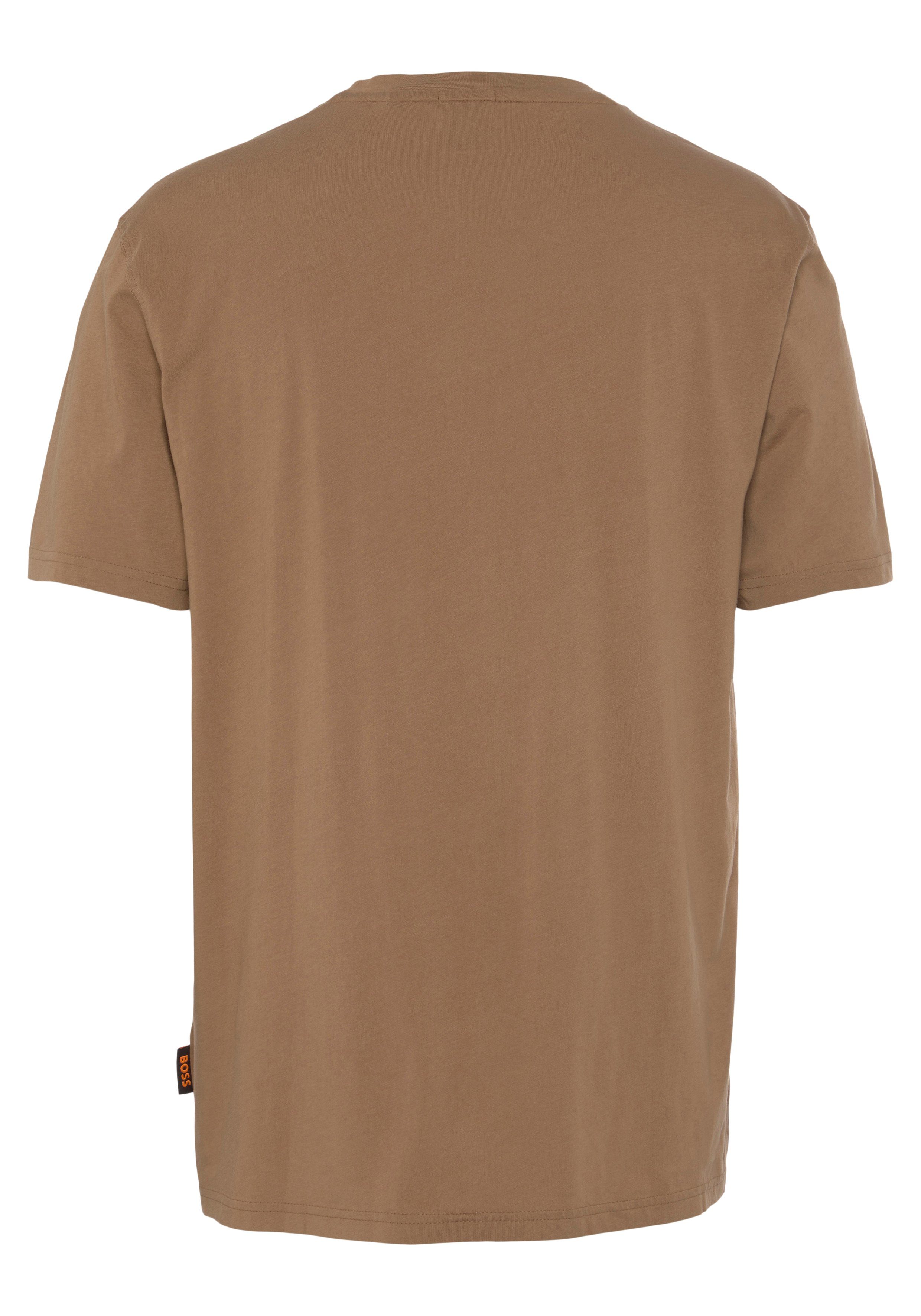 BOSS der TeeBOSSRete BOSS Beige mit ORANGE auf Brust Markenlabel ORANGE T-Shirt