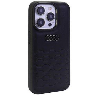 Audi Handyhülle Case iPhone 15 Pro Serie GT schwarz Kunstleder Logo 6,1 Zoll, Kantenschutz