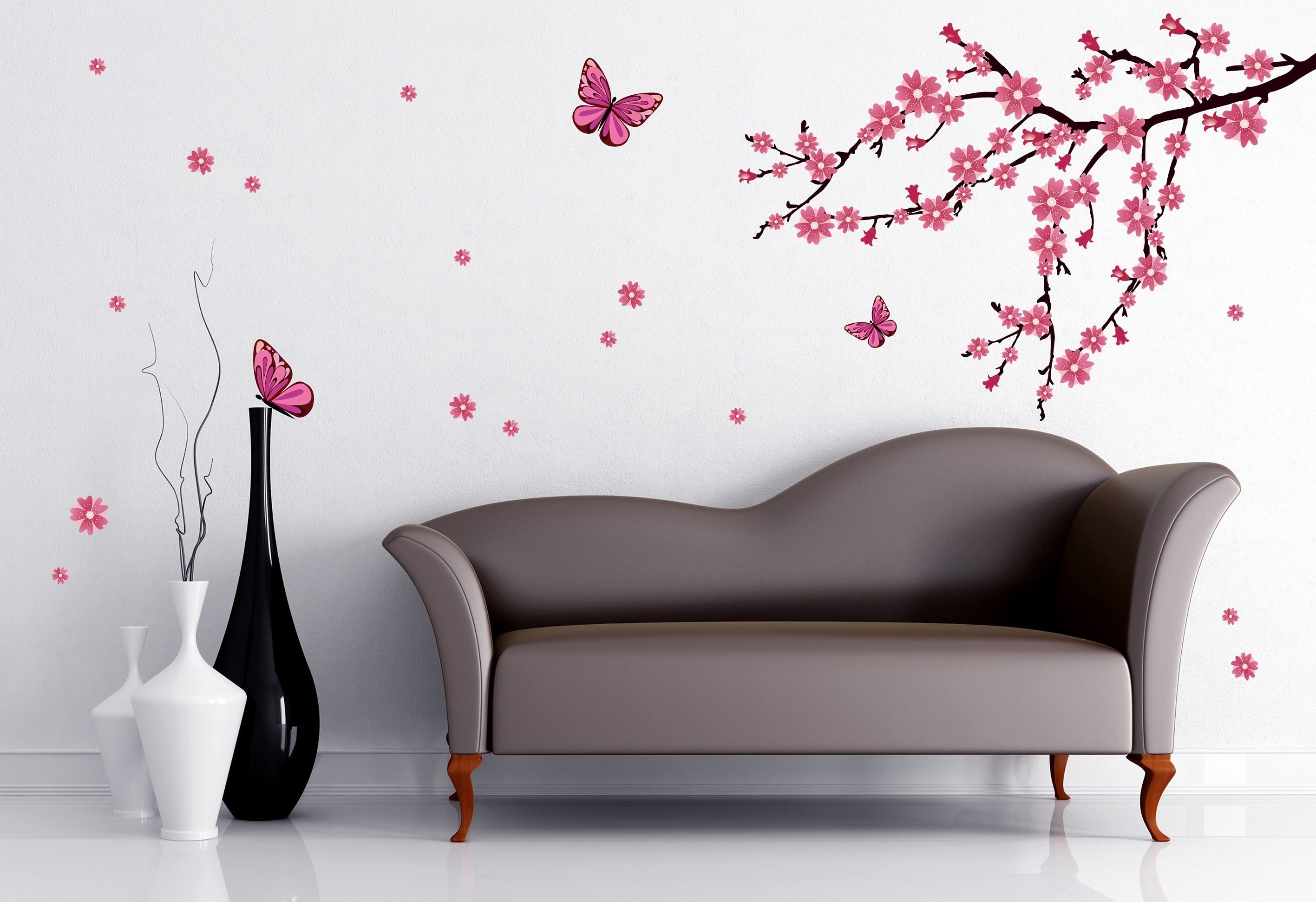 mit Schmetterlingen Wandtattoo Kirschblüten Wall-Art