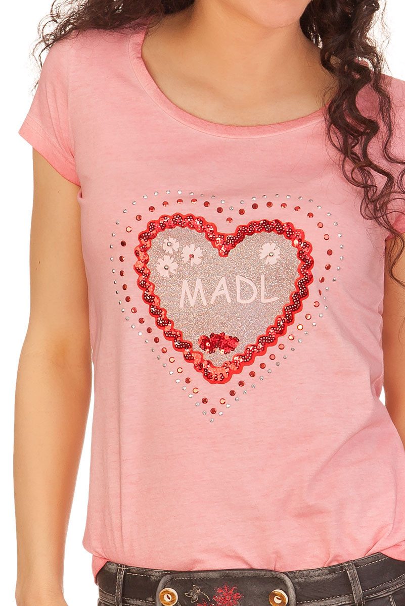 Hangowear Trachtenshirt Trachtenshirt Damen - VIANA - grau, rosa günstig online kaufen