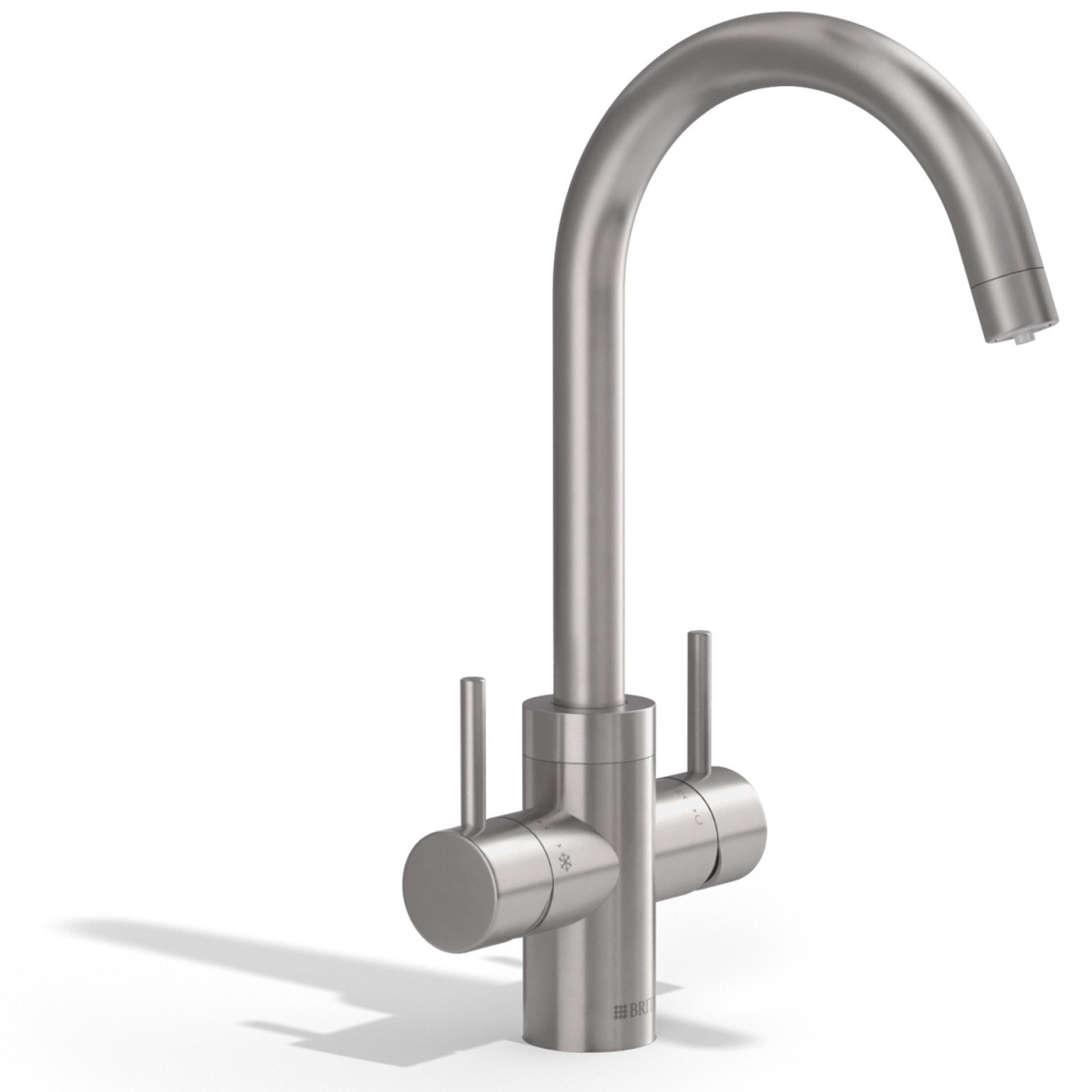 BRITA Küchenarmatur yource pro select Edelstahl, Rund, Yource CO2-Zylinder, BRITA P 3000-S Filterkartusche