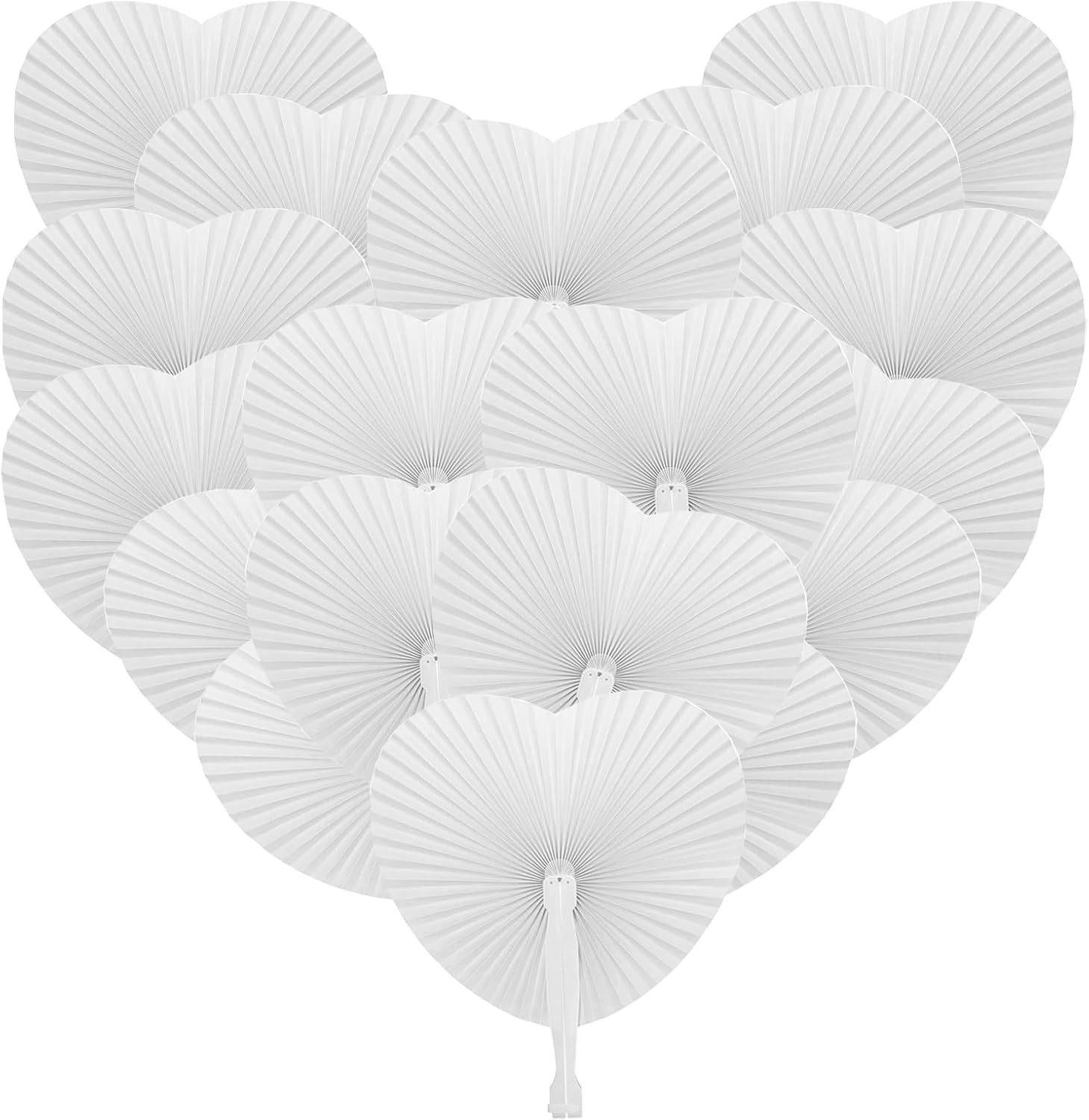 FELIXLEO Handfächer 72 Stück Hochzeit Fächer Herz Papierfächer Weiß Gastgeschenke Hochzeit, (1-tlg)