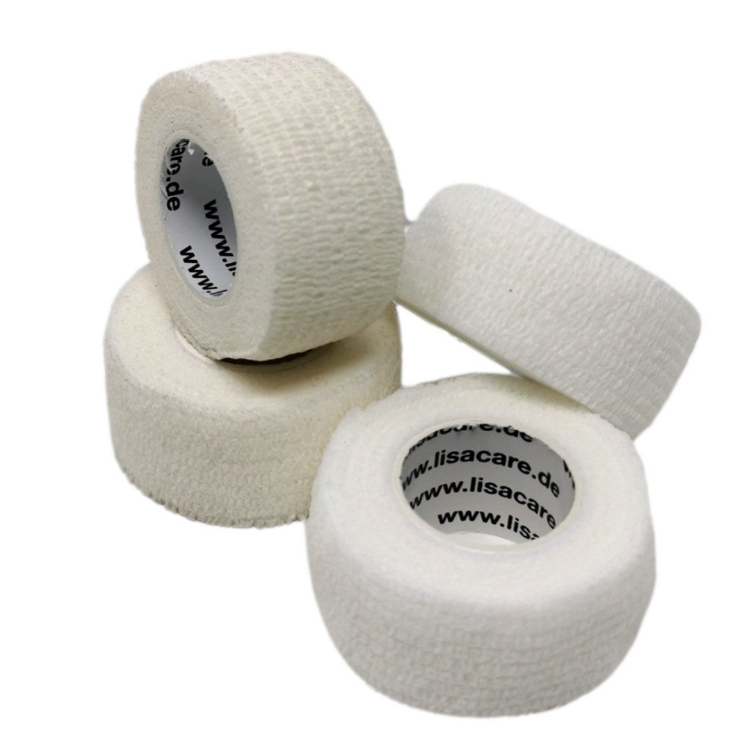 LisaCare Wundpflaster Selbsthaftender Fingerverband - Fingerpflaster/Bandage (Set, 4 St., Weiß / 2,5cm x 4,5m), Zertifiziertes Medizinprodukt!