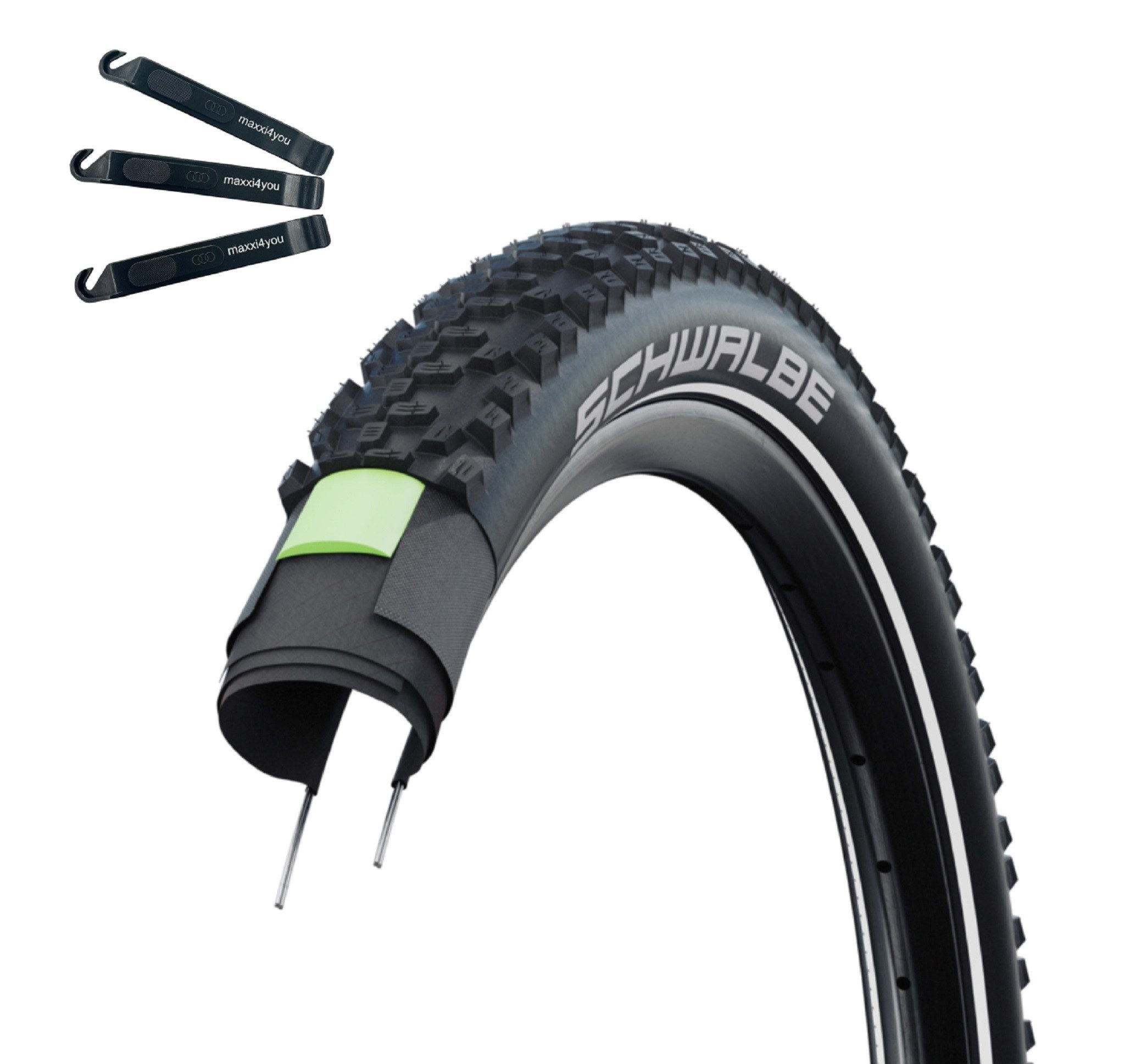 maxxi4you Fahrradreifen 1 x Schwalbe SMART SAM Plus 29 x 2,10 (54-622) Schwarz-Reflex inkl. RH