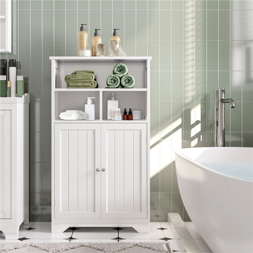 Yaheetech Badkommode Badezimmerschrank mit Schubladen & 1 Verstellbarem Einlegeboden, Badkommode Badmöbel Bodenschrank für Badezimmer/Wohnzimmer/Flur