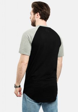 Blackskies T-Shirt Round Baseball Kurzarm Longshirt T-Shirt Schwarz-Grau Small