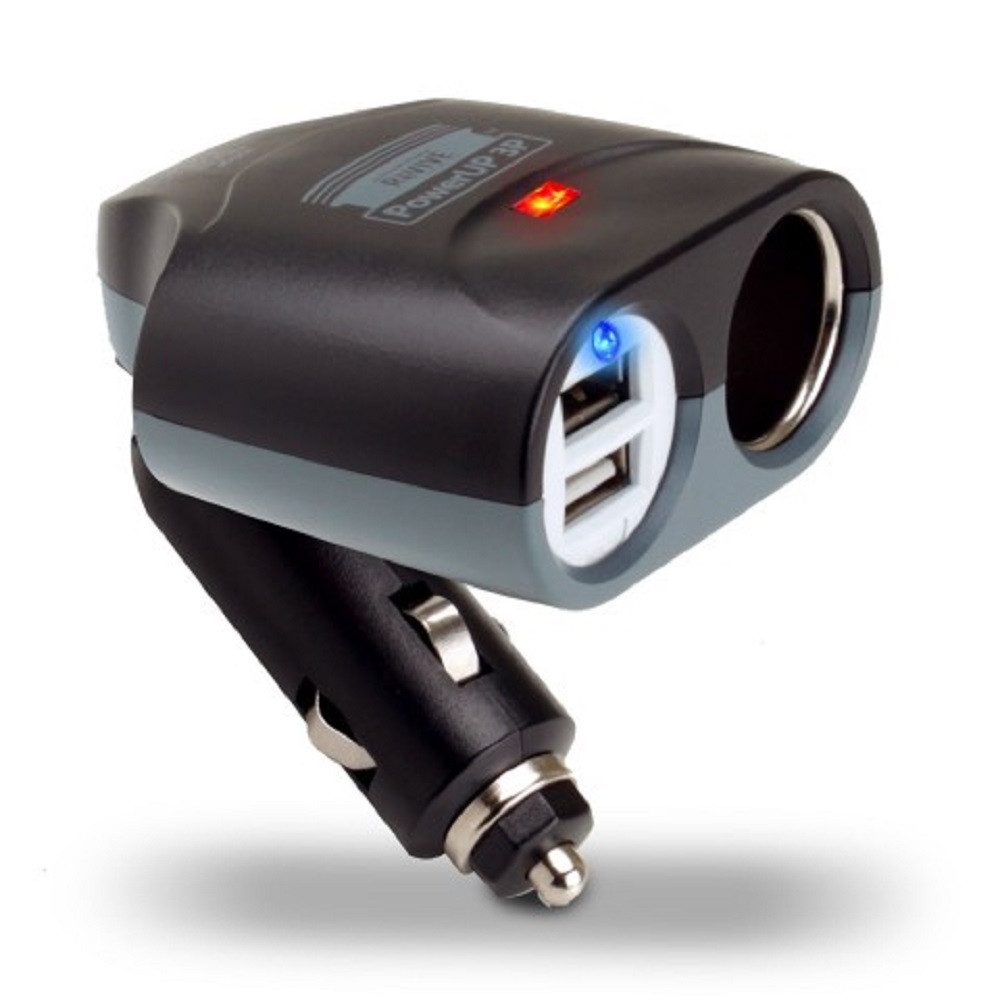 Auto PowerUP Autoladegerät Kit 2x USB 1x Zigarettenanzünder Smartphone-Ladegerät