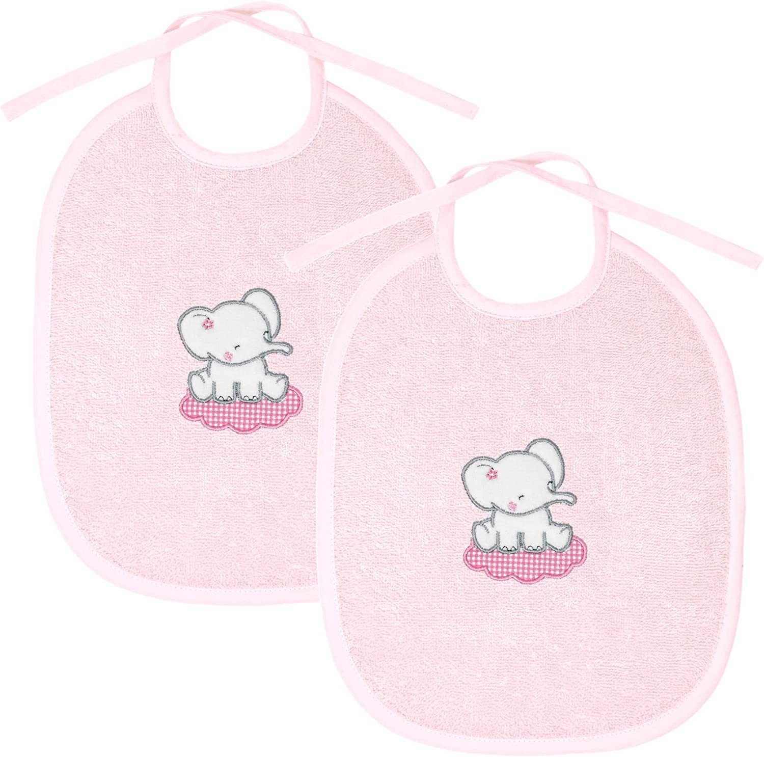 Lashuma Lätzchen, (Set, 2er Babylätzchen), Baby Sabberlatz Mädchen aus Frottee 25x30 cm rosa