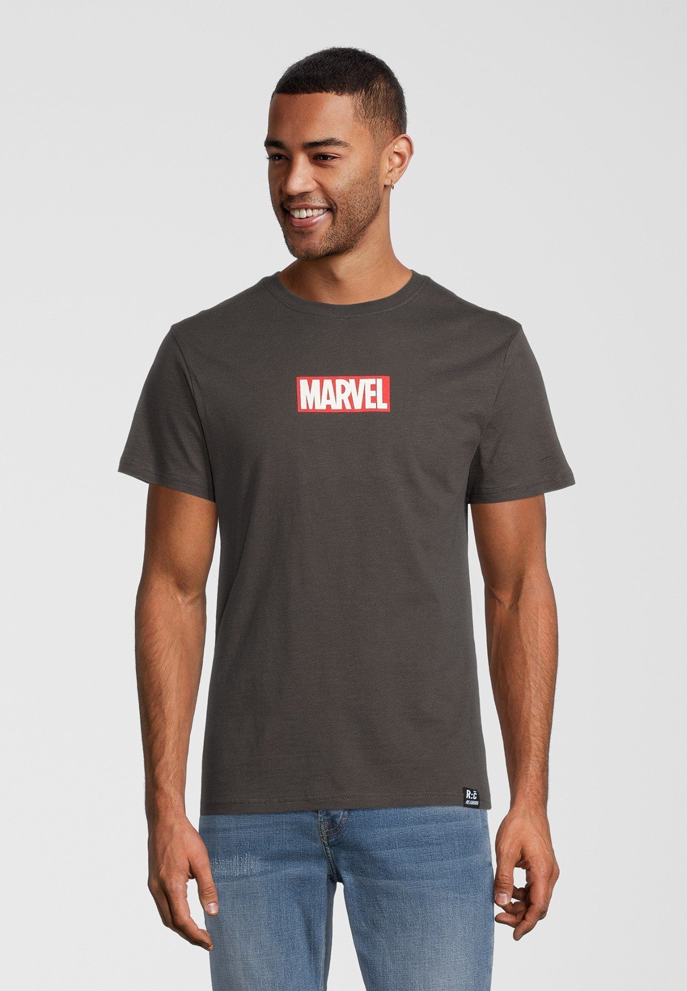 Bio-Baumwolle Logo Black Classic Recovered Marvel GOTS zertifizierte T-Shirt