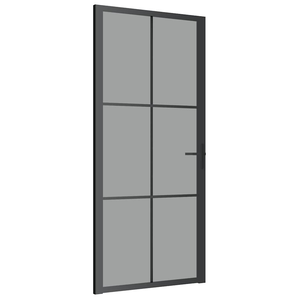 vidaXL Haustür Innentür 93x201,5 cm Schwarz ESG-Glas und Aluminium (1-St)