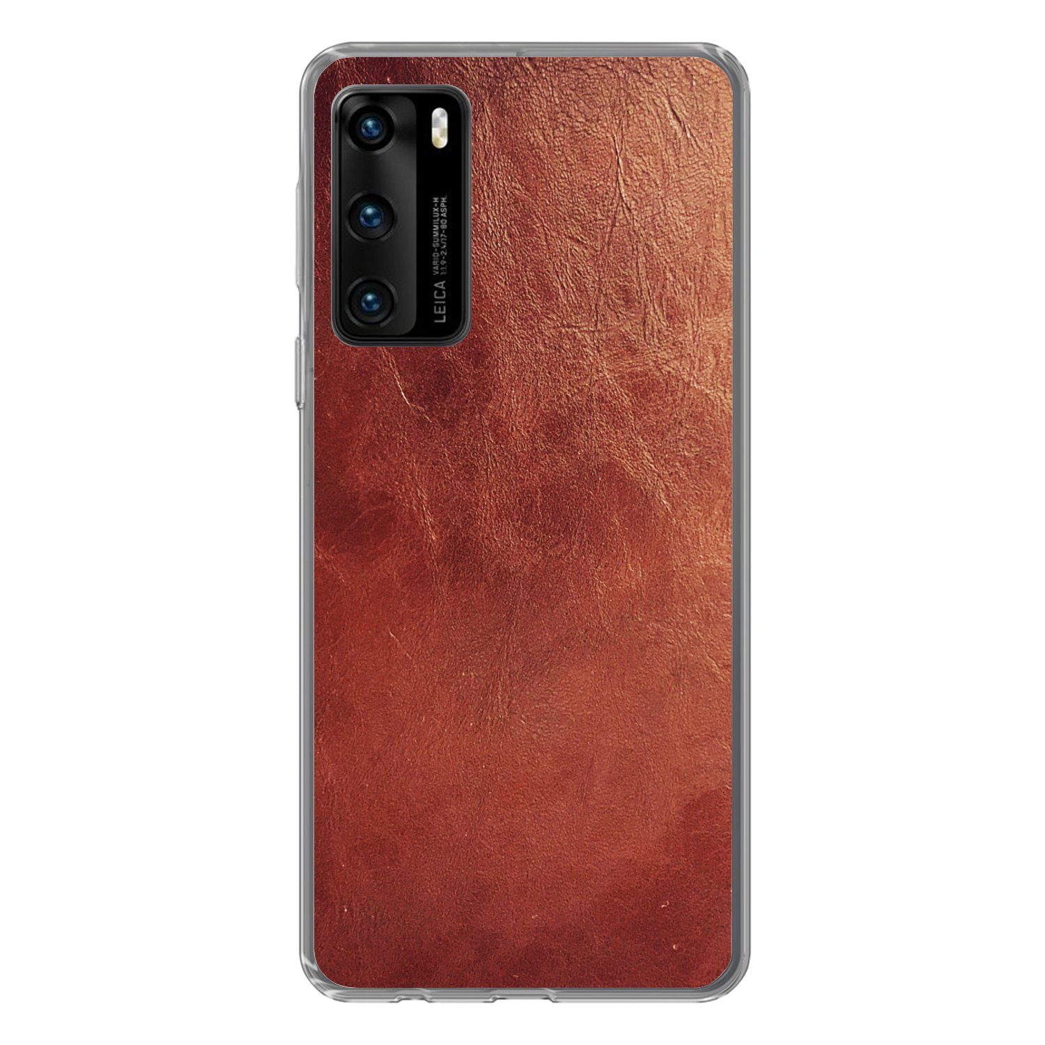 MuchoWow Handyhülle für Huawei P40 Leder - Lederoptik - Braun - Hell, Handy Case, Silikon, Bumper Case Dünn