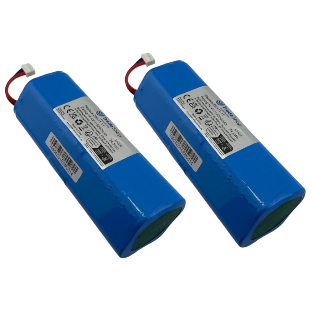 Trade-Shop 2x Akku passend für Ecovacs Deebot Ozmo T8+ DLX11-54, T9 Aivi Akku Li-Ion 5200 mAh (14.4 V)