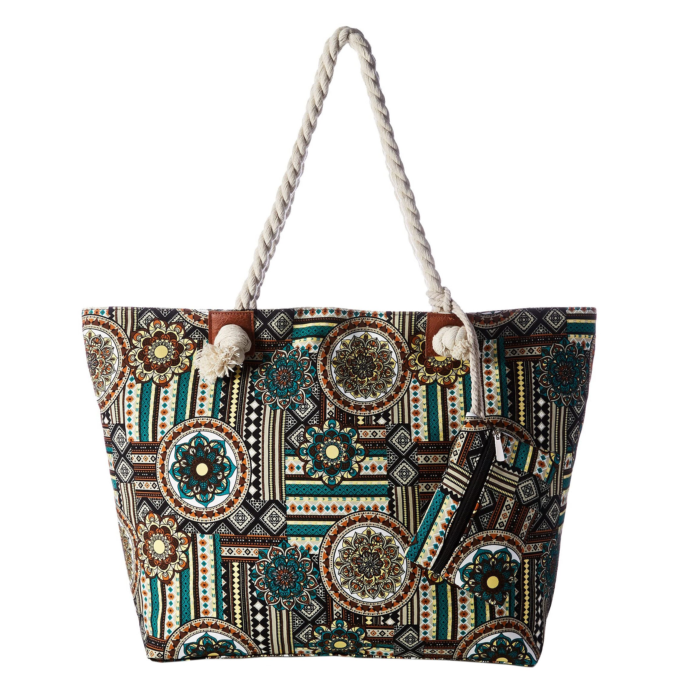 DonDon Strandtasche Shopper wasserabweisende Tasche (2-tlg), Große Strandtasche, mit Reißverschluss, tolle Motive