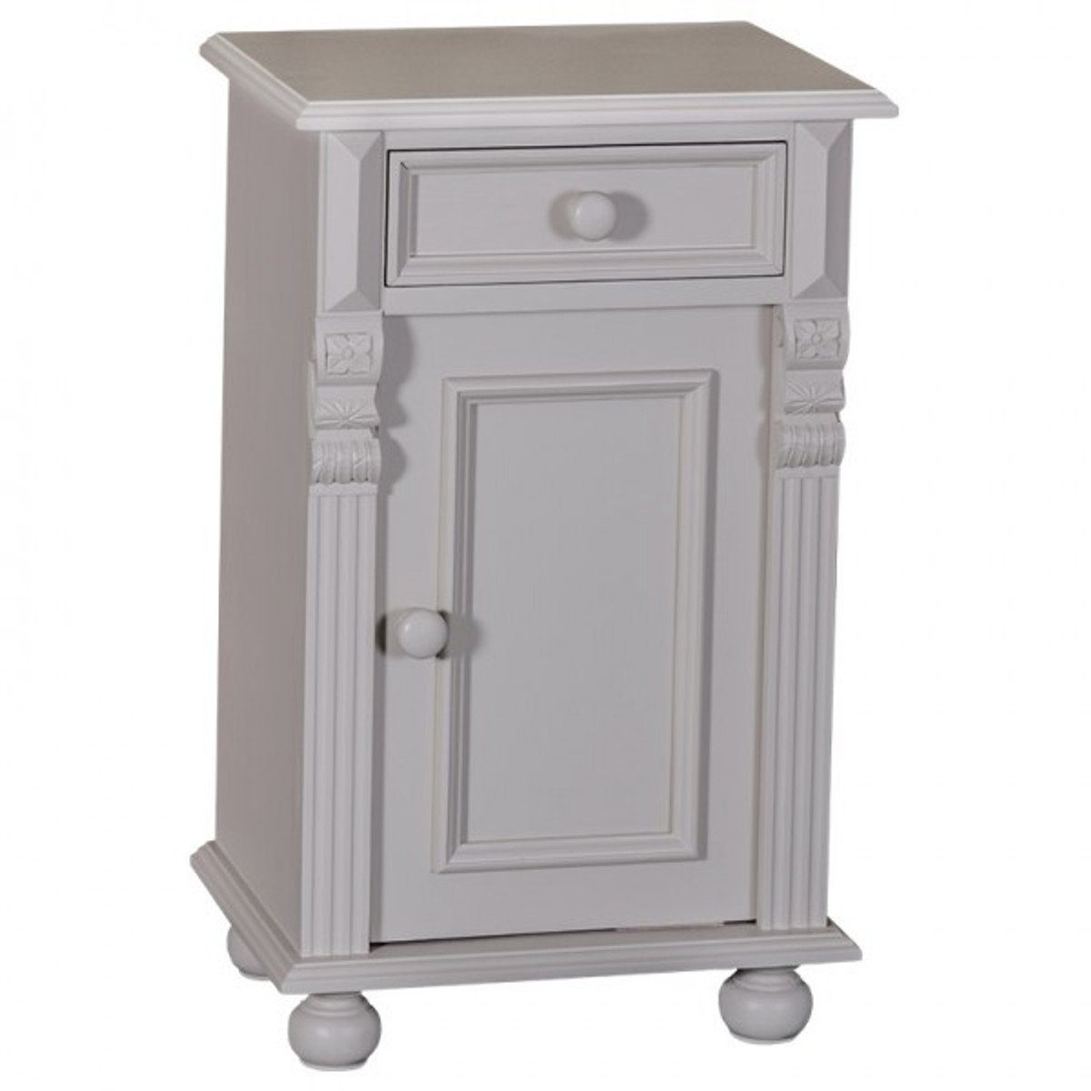 Casa Padrino Kommode Jugendstil Nacht Schrank Kommode mit Schublade und Schrankfach - Landhaus Shabby Chic Möbel - Massivholz Nachtschränkchen Barock