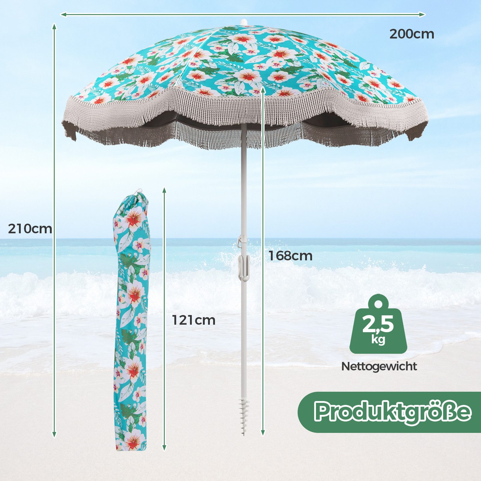 COSTWAY Sonnenschirm, Gartenschirm UPF 50+, 30° günstig online kaufen